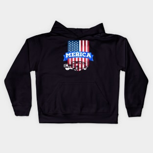 Merica, American map and Flag, 4th of July, happy independence day God Bless America Kids Hoodie